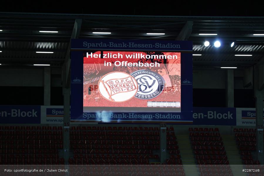 LED, Infotafel, Anzeigetafel, Sparda-Bank-Hessen-Stadion, Offenbach, 20.01.2021, sport, action, Fussball, Deutschland, Januar 2021, Saison 2020/2021, SV07, OFC, Regionalliga Südwest, Regionalliga, SV 07 Elversberg, Kickers Offenbach - Bild-ID: 2287268