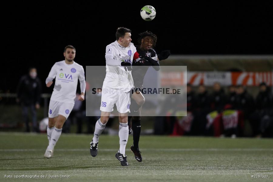 Mohamed Sankoh, Marcel Andreas Wilke, Städtisches Stadion am Prischoß, Alzenau, 19.01.2021, sport, action, Fussball, Deutschland, Januar 2021, Saison 2020/2021, VFB, FCB, Regionalliga Südwest, Regionalliga, VfB Stuttgart II, FC Bayern Alzenau - Bild-ID: 2287327 Mohamed Sankoh, Marcel Andreas Wilke, Städtisches Stadion am Prischoß, Alzenau, 19.01.2021, sport, action, Fussball, Deutschland, Januar 2021, Saison 2020/2021, VFB, FCB, Regionalliga Südwest, Regionalliga, VfB Stuttgart II, FC Bayern Alzenau - Bild-ID: 2287327
