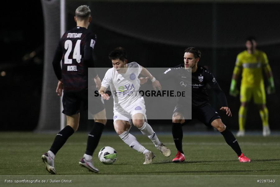 Mingi Kang, Städtisches Stadion am Prischoß, Alzenau, 19.01.2021, sport, action, Fussball, Deutschland, Januar 2021, Saison 2020/2021, VFB, FCB, Regionalliga Südwest, Regionalliga, VfB Stuttgart II, FC Bayern Alzenau - Bild-ID: 2287340