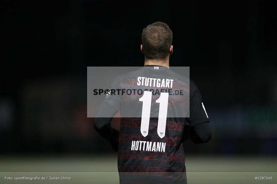 Rücken, Eric Hottmann, Städtisches Stadion am Prischoß, Alzenau, 19.01.2021, sport, action, Fussball, Deutschland, Januar 2021, Saison 2020/2021, VFB, FCB, Regionalliga Südwest, Regionalliga, VfB Stuttgart II, FC Bayern Alzenau - Bild-ID: 2287345