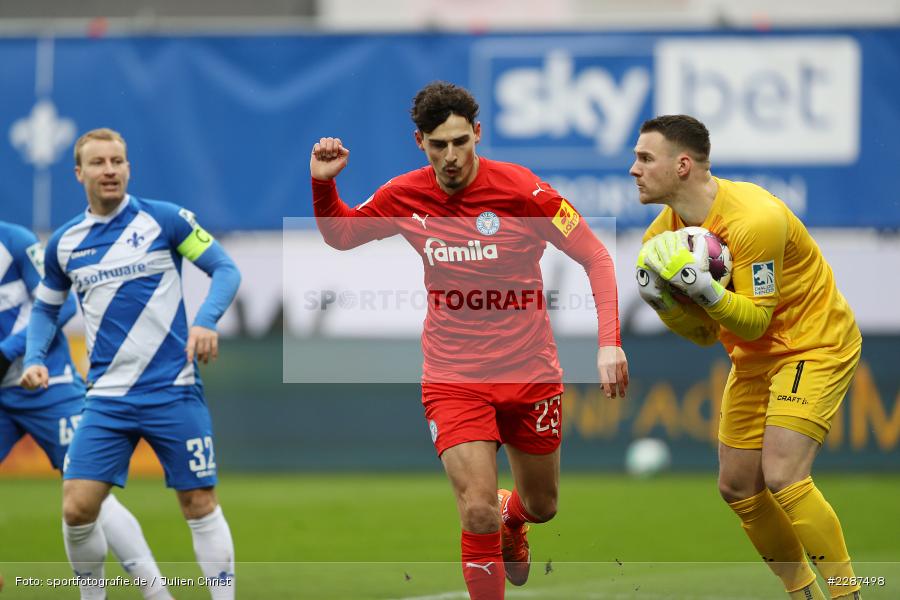 Marcel Schuhen, Janni Serra, Merck-Stadion, Darmstadt, 24.01.2021, DFL, sport, action, Fussball, Deutschland, Januar 2021, Saison 2020/2021, KSV, D98, Bundesliga, 2. Bundesliga, Holstein Kiel, SV Darmstadt 98 - Bild-ID: 2287498