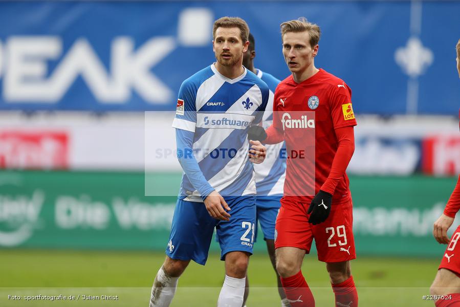 Joshua Mees, Immanuel Höhn, Merck-Stadion, Darmstadt, 24.01.2021, DFL, sport, action, Fussball, Deutschland, Januar 2021, Saison 2020/2021, KSV, D98, Bundesliga, 2. Bundesliga, Holstein Kiel, SV Darmstadt 98 - Bild-ID: 2287624