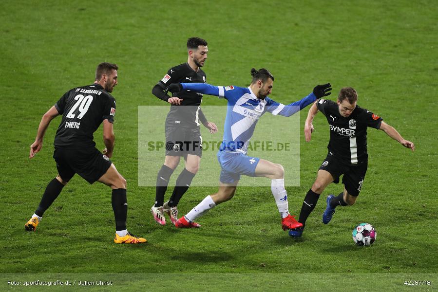 Emanuel Taffertshofer, Besar Halimi, Ivan Paurevic, Serdar Dursun, Merck-Stadion, Darmstadt, 27.01.2021, DFL, sport, action, Fussball, Deutschland, Januar 2021, Saison 2020/2021, SVS, D98, Bundesliga, 2. Bundesliga, SV Sandhausen, SV Darmstadt 98 - Bild-ID: 2287718