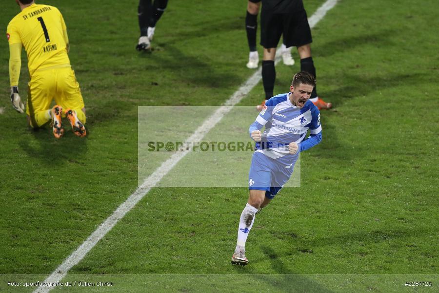 Torjubel, Marvin Mehlem, Merck-Stadion, Darmstadt, 27.01.2021, DFL, sport, action, Fussball, Deutschland, Januar 2021, Saison 2020/2021, SVS, D98, Bundesliga, 2. Bundesliga, SV Sandhausen, SV Darmstadt 98 - Bild-ID: 2287725