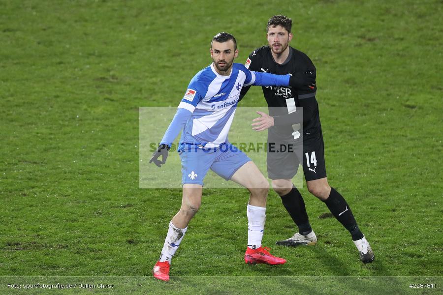 Tim Kister, Serdar Dursun, Merck-Stadion, Darmstadt, 27.01.2021, DFL, sport, action, Fussball, Deutschland, Januar 2021, Saison 2020/2021, SVS, D98, Bundesliga, 2. Bundesliga, SV Sandhausen, SV Darmstadt 98 - Bild-ID: 2287811