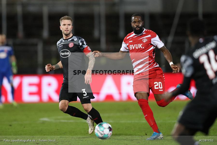 Ridge Munsy, Andre Hoffmann, FLYERALARM Arena, Würzburg, 29.01.2021, DFL, sport, action, Fussball, Deutschland, Januar 2021, Saison 2020/2021, F95, FWK, Bundesliga, 2. Bundesliga, Fortuna Düsseldorf, FC Würzburger Kickers - Bild-ID: 2287930