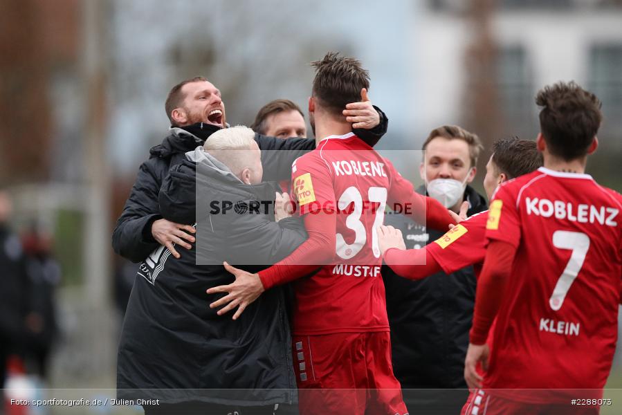 Freude, Torjubel, Valdrin Mustafa, Kunstrasenplatz, Alzenau, 06.02.2021, DFL, sport, action, Fussball, Deutschland, Februar 2021, Saison 2020/2021, RWK, FCB, Regionalliga Südwest, Regionalliga, TuS RW Koblenz, FC Bayern Alzenau - Bild-ID: 2288073 Freude, Torjubel, Valdrin Mustafa, Kunstrasenplatz, Alzenau, 06.02.2021, DFL, sport, action, Fussball, Deutschland, Februar 2021, Saison 2020/2021, RWK, FCB, Regionalliga Südwest, Regionalliga, TuS RW Koblenz, FC Bayern Alzenau - Bild-ID: 2288073