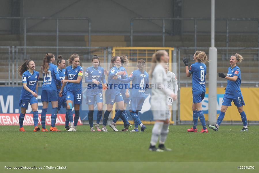 Luana Bühler, Maximiliane Rall, Fabienne Dongus, Torjubel, Nicole Billa, Dietmar-Hopp-Stadion, Sinsheim, 07.02.2021, DFL, sport, action, Fussball, Deutschland, Februar 2021, Saison 2020/2021, B04, TSG, Bundesliga, FLYERALARM Frauen-Bundesliga, Frauen, FFBL, Bayer 04 Leverkusen, TSG 1899 Hoffenheim - Bild-ID: 2288250 Luana Bühler, Maximiliane Rall, Fabienne Dongus, Torjubel, Nicole Billa, Dietmar-Hopp-Stadion, Sinsheim, 07.02.2021, DFL, sport, action, Fussball, Deutschland, Februar 2021, Saison 2020/2021, B04, TSG, Bundesliga, FLYERALARM Frauen-Bundesliga, Frauen, FFBL, Bayer 04 Leverkusen, TSG 1899 Hoffenheim - Bild-ID: 2288250