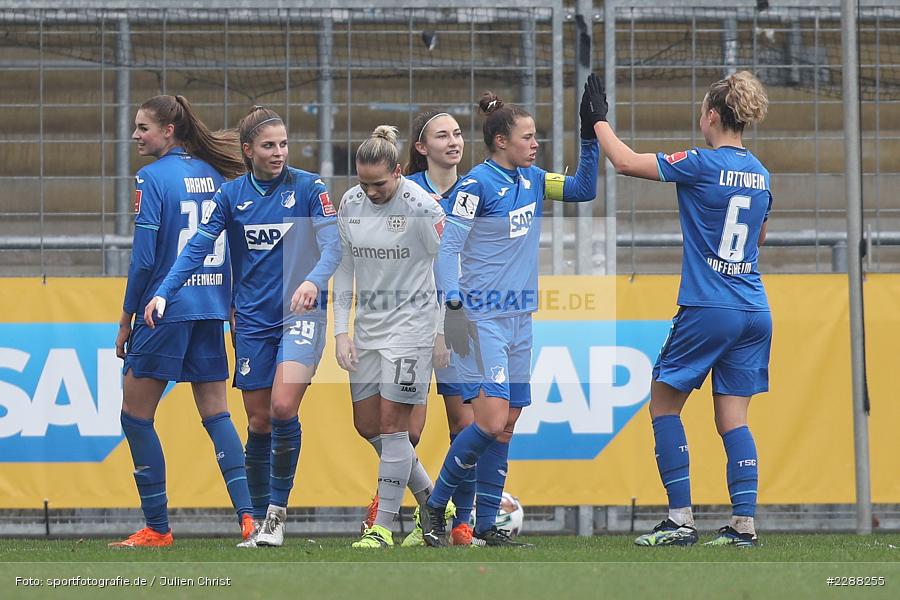 Torjubel, Lena Lattwein, Nicole Billa, Dietmar-Hopp-Stadion, Sinsheim, 07.02.2021, DFL, sport, action, Fussball, Deutschland, Februar 2021, Saison 2020/2021, B04, TSG, Bundesliga, FLYERALARM Frauen-Bundesliga, Frauen, FFBL, Bayer 04 Leverkusen, TSG 1899 Hoffenheim - Bild-ID: 2288255 Torjubel, Lena Lattwein, Nicole Billa, Dietmar-Hopp-Stadion, Sinsheim, 07.02.2021, DFL, sport, action, Fussball, Deutschland, Februar 2021, Saison 2020/2021, B04, TSG, Bundesliga, FLYERALARM Frauen-Bundesliga, Frauen, FFBL, Bayer 04 Leverkusen, TSG 1899 Hoffenheim - Bild-ID: 2288255