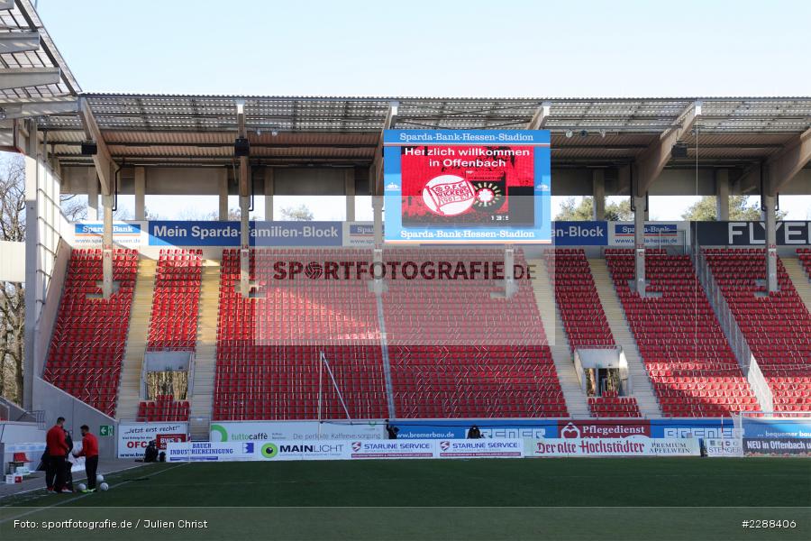 Kommt-Gesund-Wieder-Stadion, sport, action, Sparda-Bank-Hessen-Stadion, Saison 2020/2021, SG Sonnenhof Großaspach, Regionalliga Südwest, Regionalliga, Offenbach, OFC, Kickers Offenbach, Fussball, Februar 2021, Deutschland, DFL, 4. Liga, 13.02.2021 - Bild-ID: 2288406 Kommt-Gesund-Wieder-Stadion, sport, action, Sparda-Bank-Hessen-Stadion, Saison 2020/2021, SG Sonnenhof Großaspach, Regionalliga Südwest, Regionalliga, Offenbach, OFC, Kickers Offenbach, Fussball, Februar 2021, Deutschland, DFL, 4. Liga, 13.02.2021 - Bild-ID: 2288406
