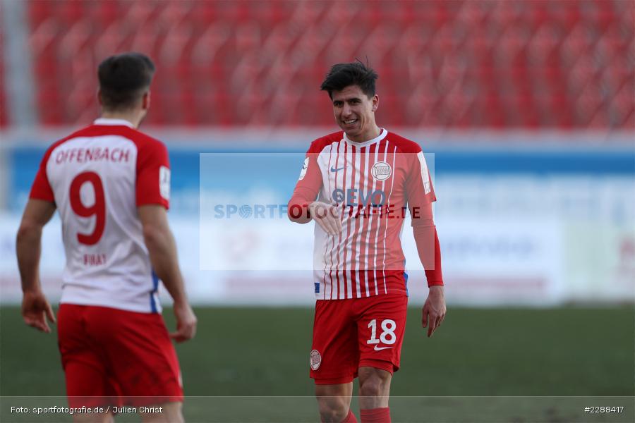 Serkan Firat, Tunay Deniz, sport, action, Sparda-Bank-Hessen-Stadion, Saison 2020/2021, SG Sonnenhof Großaspach, Regionalliga Südwest, Regionalliga, Offenbach, OFC, Kickers Offenbach, Fussball, Februar 2021, Deutschland, DFL, 4. Liga, 13.02.2021 - Bild-ID: 2288417