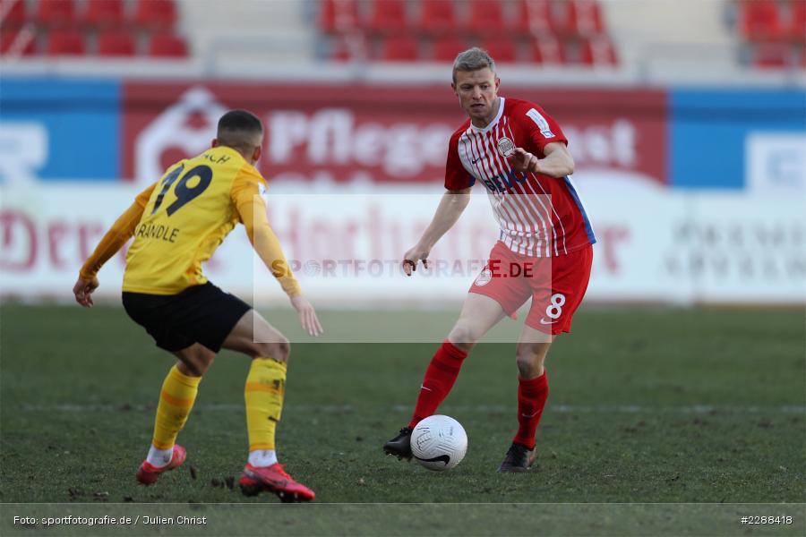 Jonas Brändle, Maik Vetter, sport, action, Sparda-Bank-Hessen-Stadion, Saison 2020/2021, SG Sonnenhof Großaspach, Regionalliga Südwest, Regionalliga, Offenbach, OFC, Kickers Offenbach, Fussball, Februar 2021, Deutschland, DFL, 4. Liga, 13.02.2021 - Bild-ID: 2288418