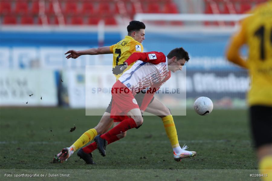 Marvin Cuni, Charles-Elie Laprevotte, sport, action, Sparda-Bank-Hessen-Stadion, Saison 2020/2021, SG Sonnenhof Großaspach, Regionalliga Südwest, Regionalliga, Offenbach, OFC, Kickers Offenbach, Fussball, Februar 2021, Deutschland, DFL, 4. Liga, 13.02.2021 - Bild-ID: 2288423 Marvin Cuni, Charles-Elie Laprevotte, sport, action, Sparda-Bank-Hessen-Stadion, Saison 2020/2021, SG Sonnenhof Großaspach, Regionalliga Südwest, Regionalliga, Offenbach, OFC, Kickers Offenbach, Fussball, Februar 2021, Deutschland, DFL, 4. Liga, 13.02.2021 - Bild-ID: 2288423