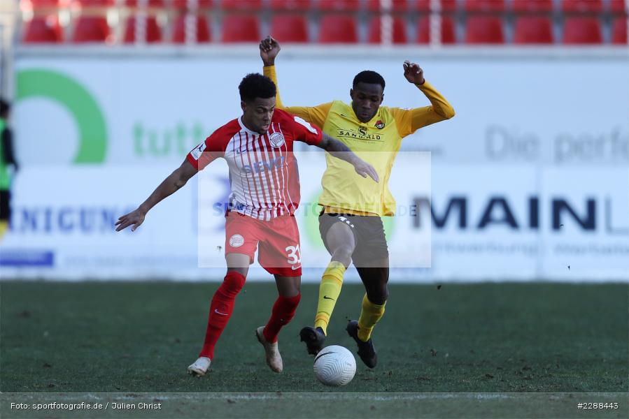 Mohamed Lamine Diakite, Ronny Marcos, sport, action, Sparda-Bank-Hessen-Stadion, Saison 2020/2021, SG Sonnenhof Großaspach, Regionalliga Südwest, Regionalliga, Offenbach, OFC, Kickers Offenbach, Fussball, Februar 2021, Deutschland, DFL, 4. Liga, 13.02.2021 - Bild-ID: 2288443