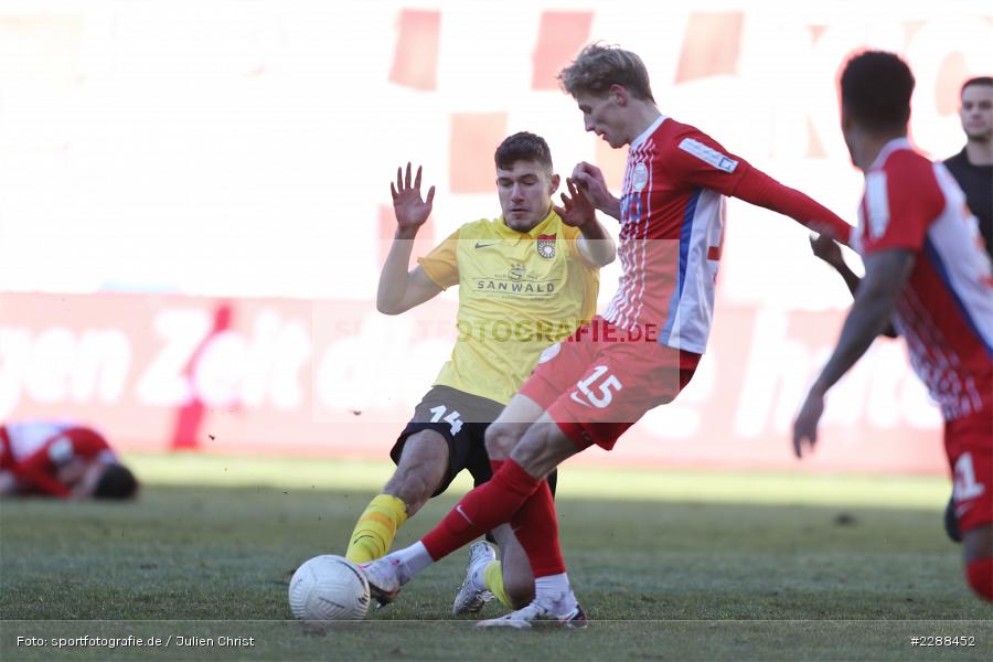Malte Karbstein, Can Karatas, sport, action, Sparda-Bank-Hessen-Stadion, Saison 2020/2021, SG Sonnenhof Großaspach, Regionalliga Südwest, Regionalliga, Offenbach, OFC, Kickers Offenbach, Fussball, Februar 2021, Deutschland, DFL, 4. Liga, 13.02.2021 - Bild-ID: 2288452