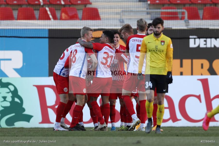 Torjubel, Serkan Firat, sport, action, Sparda-Bank-Hessen-Stadion, Saison 2020/2021, SG Sonnenhof Großaspach, Regionalliga Südwest, Regionalliga, Offenbach, OFC, Kickers Offenbach, Fussball, Februar 2021, Deutschland, DFL, 4. Liga, 13.02.2021 - Bild-ID: 2288456 Torjubel, Serkan Firat, sport, action, Sparda-Bank-Hessen-Stadion, Saison 2020/2021, SG Sonnenhof Großaspach, Regionalliga Südwest, Regionalliga, Offenbach, OFC, Kickers Offenbach, Fussball, Februar 2021, Deutschland, DFL, 4. Liga, 13.02.2021 - Bild-ID: 2288456
