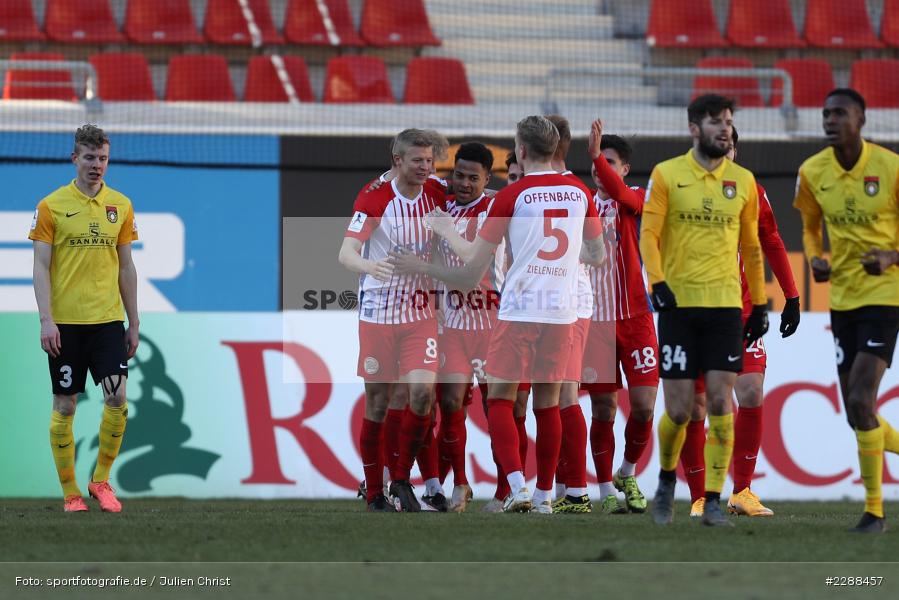 Maik Vetter, Ronny Marcos, Torjubel, Serkan Firat, sport, action, Sparda-Bank-Hessen-Stadion, Saison 2020/2021, SG Sonnenhof Großaspach, Regionalliga Südwest, Regionalliga, Offenbach, OFC, Kickers Offenbach, Fussball, Februar 2021, Deutschland, DFL, 4. Liga, 13.02.2021 - Bild-ID: 2288457 Maik Vetter, Ronny Marcos, Torjubel, Serkan Firat, sport, action, Sparda-Bank-Hessen-Stadion, Saison 2020/2021, SG Sonnenhof Großaspach, Regionalliga Südwest, Regionalliga, Offenbach, OFC, Kickers Offenbach, Fussball, Februar 2021, Deutschland, DFL, 4. Liga, 13.02.2021 - Bild-ID: 2288457