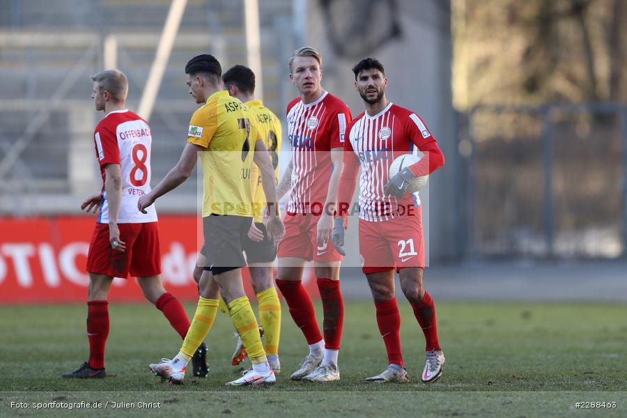 Elia Soriano, Sebastian Zieleniecki, sport, action, Sparda-Bank-Hessen-Stadion, Saison 2020/2021, SG Sonnenhof Großaspach, Regionalliga Südwest, Regionalliga, Offenbach, OFC, Kickers Offenbach, Fussball, Februar 2021, Deutschland, DFL, 4. Liga, 13.02.2021 - Bild-ID: 2288463 Elia Soriano, Sebastian Zieleniecki, sport, action, Sparda-Bank-Hessen-Stadion, Saison 2020/2021, SG Sonnenhof Großaspach, Regionalliga Südwest, Regionalliga, Offenbach, OFC, Kickers Offenbach, Fussball, Februar 2021, Deutschland, DFL, 4. Liga, 13.02.2021 - Bild-ID: 2288463