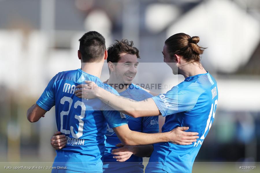 Jimmy Marton, Tilmann Jahn, Emotionen, Tor, Torjubel, Giuseppe Burgio, Kunstrasenplatz, Alzenau, 20.02.2021, DFL, sport, action, Fussball, Deutschland, Februar 2021, Saison 2020/2021, FCA, FCB, 4. Liga, Regionalliga, Regionalliga Südwest, FC-Astoria Walldorf, FC Bayern Alzenau - Bild-ID: 2288701