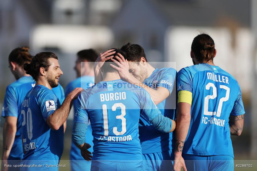 Max Müller, Jimmy Marton, Tilmann Jahn, Emotionen, Tor, Torjubel, Giuseppe Burgio, Kunstrasenplatz, Alzenau, 20.02.2021, DFL, sport, action, Fussball, Deutschland, Februar 2021, Saison 2020/2021, FCA, FCB, 4. Liga, Regionalliga, Regionalliga Südwest, FC-Astoria Walldorf, FC Bayern Alzenau - Bild-ID: 2288702 Max Müller, Jimmy Marton, Tilmann Jahn, Emotionen, Tor, Torjubel, Giuseppe Burgio, Kunstrasenplatz, Alzenau, 20.02.2021, DFL, sport, action, Fussball, Deutschland, Februar 2021, Saison 2020/2021, FCA, FCB, 4. Liga, Regionalliga, Regionalliga Südwest, FC-Astoria Walldorf, FC Bayern Alzenau - Bild-ID: 2288702
