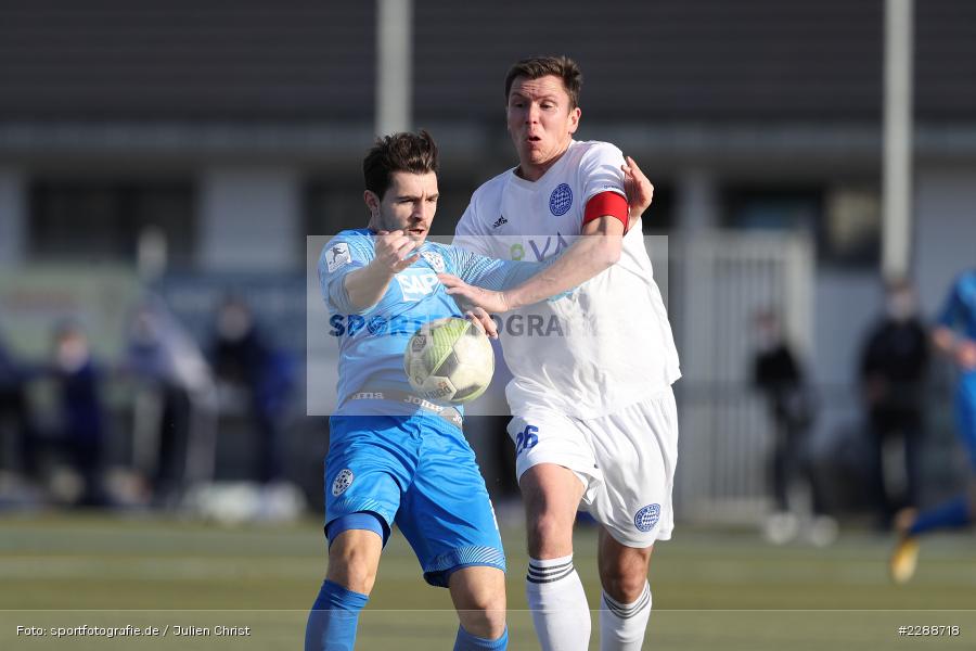 Marcel Andreas Wilke, Giuseppe Burgio, Kunstrasenplatz, Alzenau, 20.02.2021, DFL, sport, action, Fussball, Deutschland, Februar 2021, Saison 2020/2021, FCA, FCB, 4. Liga, Regionalliga, Regionalliga Südwest, FC-Astoria Walldorf, FC Bayern Alzenau - Bild-ID: 2288718