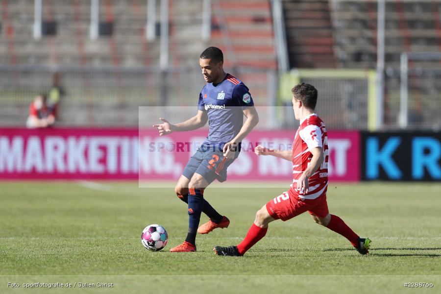 Patrick Sontheimer, Jan Gyamerah, FLYERALARM Arena, Würzburg, 21.02.2021, DFL, sport, action, Fussball, Deutschland, Februar 2021, Saison 2020/2021, HSV, FWK, Bundesliga, 2. Bundesliga, Hamburger SV, FC Würzburger Kickers - Bild-ID: 2288766