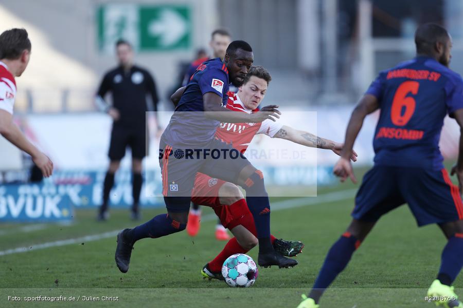 Patrick Sontheimer, Khaled Narey, FLYERALARM Arena, Würzburg, 21.02.2021, DFL, sport, action, Fussball, Deutschland, Februar 2021, Saison 2020/2021, HSV, FWK, Bundesliga, 2. Bundesliga, Hamburger SV, FC Würzburger Kickers - Bild-ID: 2288768