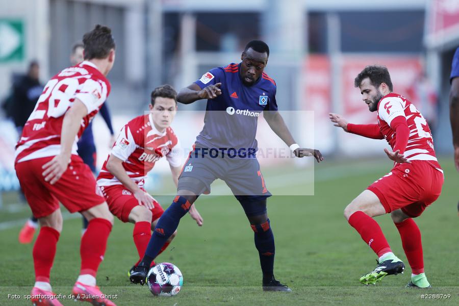 Daniel Hägele, Khaled Narey, FLYERALARM Arena, Würzburg, 21.02.2021, DFL, sport, action, Fussball, Deutschland, Februar 2021, Saison 2020/2021, HSV, FWK, Bundesliga, 2. Bundesliga, Hamburger SV, FC Würzburger Kickers - Bild-ID: 2288769