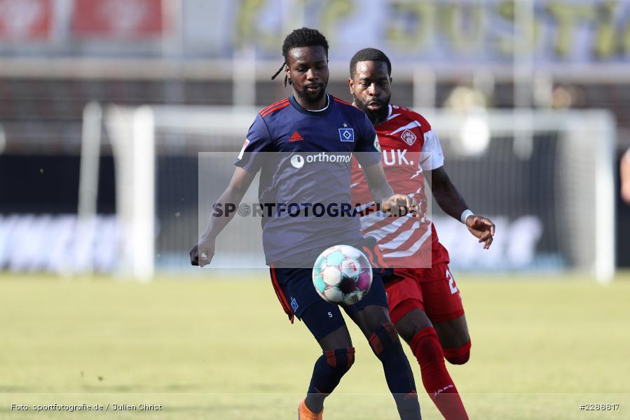 Ridge Munsy, Gideon Jung, FLYERALARM Arena, Würzburg, 21.02.2021, DFL, sport, action, Fussball, Deutschland, Februar 2021, Saison 2020/2021, HSV, FWK, Bundesliga, 2. Bundesliga, Hamburger SV, FC Würzburger Kickers - Bild-ID: 2288817