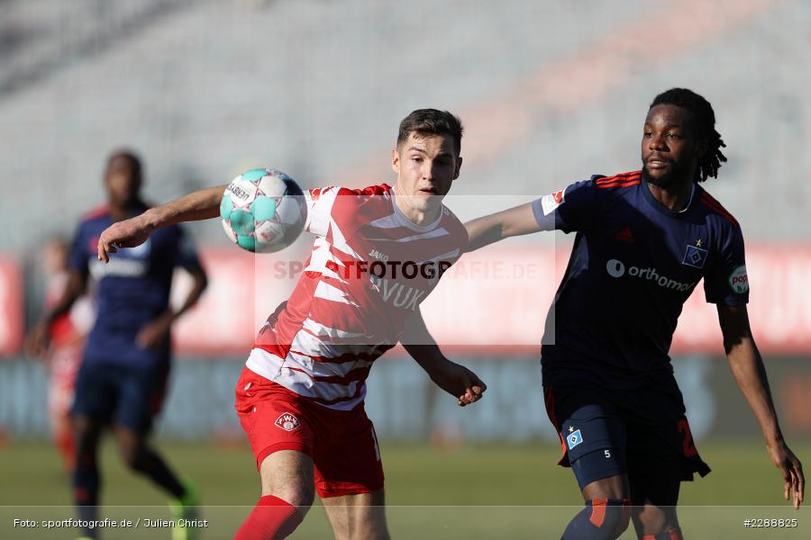 Gideon Jung, Marvin Pieringer, FLYERALARM Arena, Würzburg, 21.02.2021, DFL, sport, action, Fussball, Deutschland, Februar 2021, Saison 2020/2021, HSV, FWK, Bundesliga, 2. Bundesliga, Hamburger SV, FC Würzburger Kickers - Bild-ID: 2288825