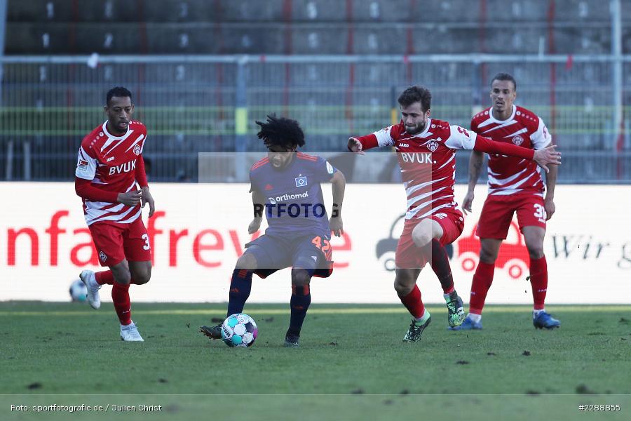 Rolf Feltscher, Rajiv van La Parra, Daniel Hägele, Ogechika Heil, FLYERALARM Arena, Würzburg, 21.02.2021, DFL, sport, action, Fussball, Deutschland, Februar 2021, Saison 2020/2021, HSV, FWK, Bundesliga, 2. Bundesliga, Hamburger SV, FC Würzburger Kickers - Bild-ID: 2288855 Rolf Feltscher, Rajiv van La Parra, Daniel Hägele, Ogechika Heil, FLYERALARM Arena, Würzburg, 21.02.2021, DFL, sport, action, Fussball, Deutschland, Februar 2021, Saison 2020/2021, HSV, FWK, Bundesliga, 2. Bundesliga, Hamburger SV, FC Würzburger Kickers - Bild-ID: 2288855