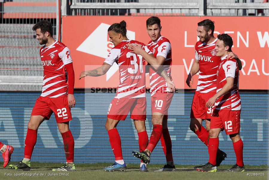 Emotionen, Torjubel, Christian Strohdiek, Marvin Pieringer, Daniel Hägele, Patrick Sontheimer, FLYERALARM Arena, Würzburg, 21.02.2021, DFL, sport, action, Fussball, Deutschland, Februar 2021, Saison 2020/2021, HSV, FWK, Bundesliga, 2. Bundesliga, Hamburger SV, FC Würzburger Kickers - Bild-ID: 2288903