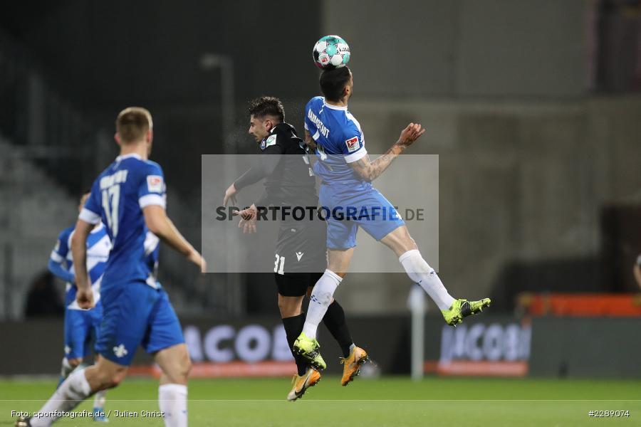 Malik Batmaz, Victor Palsson, Merck-Stadion, Darmstadt, 26.02.2021, DFL, sport, action, Fussball, Deutschland, Februar 2021, Saison 2020/2021, KSC, SVD, Bundesliga, 2. Bundesliga, Karlsruher SC, SV Darmstadt 98 - Bild-ID: 2289074
