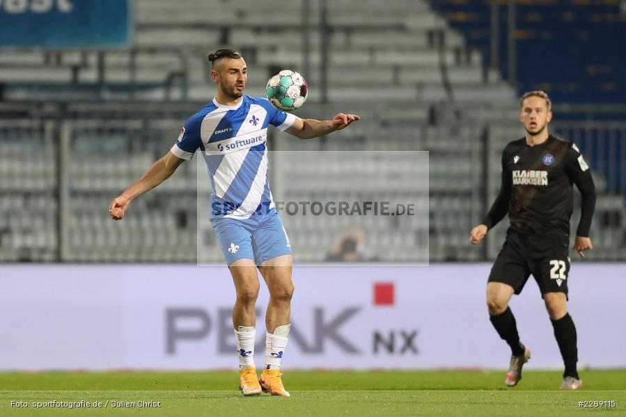 Serdar Dursun, Merck-Stadion, Darmstadt, 26.02.2021, DFL, sport, action, Fussball, Deutschland, Februar 2021, Saison 2020/2021, KSC, SVD, Bundesliga, 2. Bundesliga, Karlsruher SC, SV Darmstadt 98 - Bild-ID: 2289115