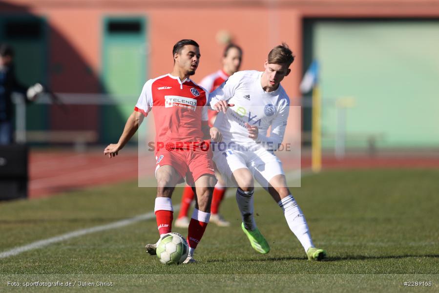 Morabet Mohamed, Maximilian Brauburger, Leichtathletik-Stadion, Alzenau, 27.02.2021, DFL, sport, action, Fussball, Deutschland, Februar 2021, Saison 2020/2021, VFR, FCB, 4. Liga, Regionalliga, Regionalliga Südwest, VfR Aalen, FC Bayern Alzenau - Bild-ID: 2289163