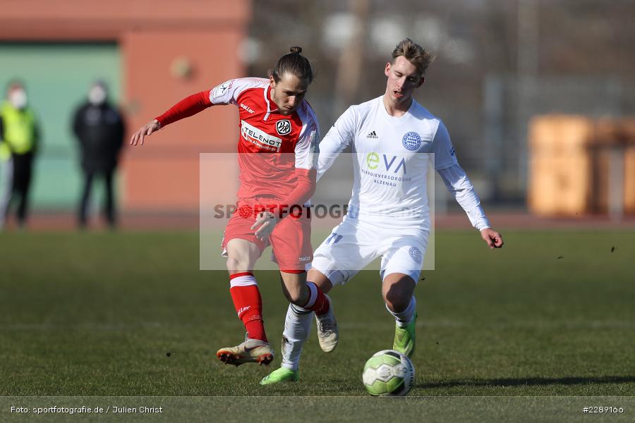 Maximilian Brauburger, Kolja Herrmann, Leichtathletik-Stadion, Alzenau, 27.02.2021, DFL, sport, action, Fussball, Deutschland, Februar 2021, Saison 2020/2021, VFR, FCB, 4. Liga, Regionalliga, Regionalliga Südwest, VfR Aalen, FC Bayern Alzenau - Bild-ID: 2289166