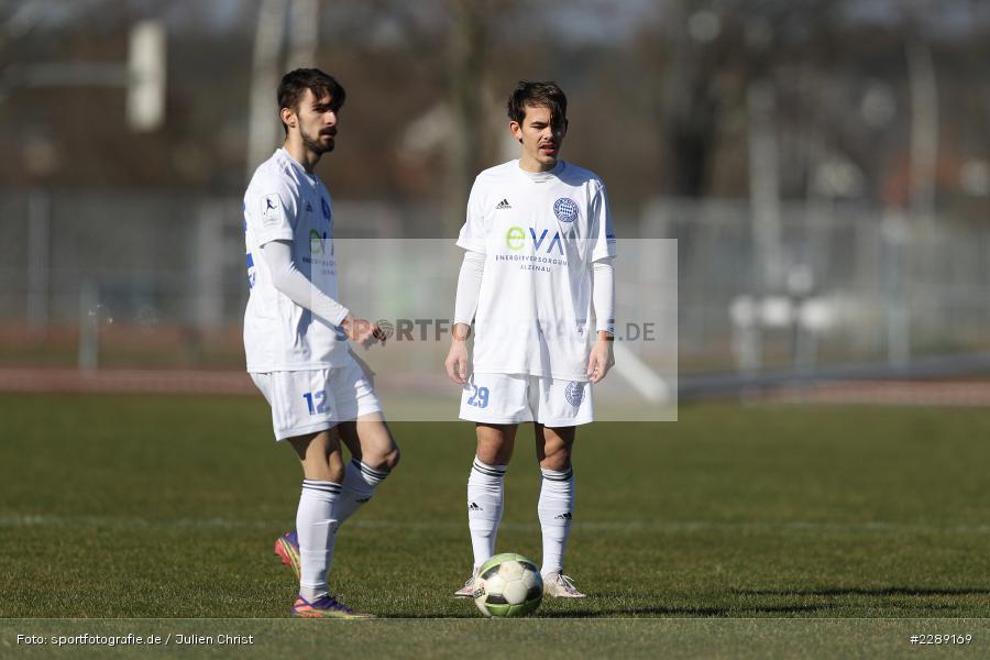 Jonas Kummer, Marco Ferukoski, Leichtathletik-Stadion, Alzenau, 27.02.2021, DFL, sport, action, Fussball, Deutschland, Februar 2021, Saison 2020/2021, VFR, FCB, 4. Liga, Regionalliga, Regionalliga Südwest, VfR Aalen, FC Bayern Alzenau - Bild-ID: 2289169