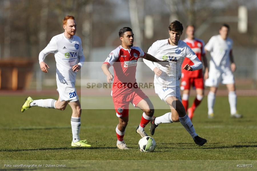 Dominik Crljenec, Morabet Mohamed, Leichtathletik-Stadion, Alzenau, 27.02.2021, DFL, sport, action, Fussball, Deutschland, Februar 2021, Saison 2020/2021, VFR, FCB, 4. Liga, Regionalliga, Regionalliga Südwest, VfR Aalen, FC Bayern Alzenau - Bild-ID: 2289172