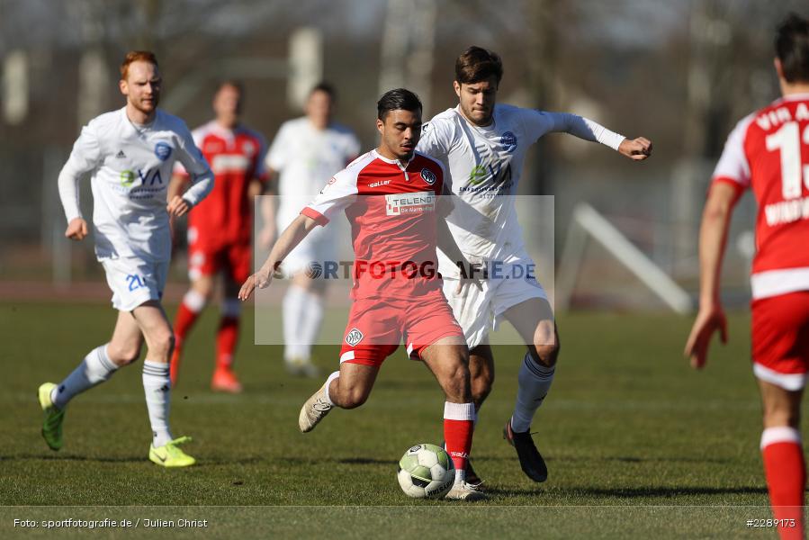 Dominik Crljenec, Morabet Mohamed, Leichtathletik-Stadion, Alzenau, 27.02.2021, DFL, sport, action, Fussball, Deutschland, Februar 2021, Saison 2020/2021, VFR, FCB, 4. Liga, Regionalliga, Regionalliga Südwest, VfR Aalen, FC Bayern Alzenau - Bild-ID: 2289173