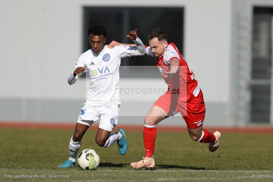 Nikita Marusenko, Henok Teklab, Leichtathletik-Stadion, Alzenau, 27.02.2021, DFL, sport, action, Fussball, Deutschland, Februar 2021, Saison 2020/2021, VFR, FCB, 4. Liga, Regionalliga, Regionalliga Südwest, VfR Aalen, FC Bayern Alzenau - Bild-ID: 2289179