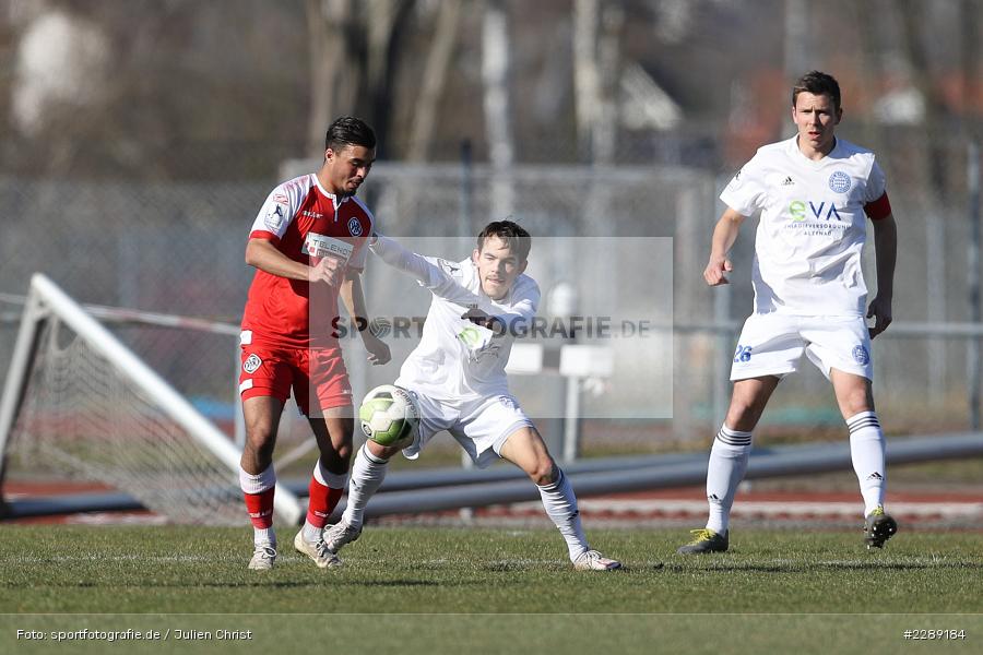 Jonas Kummer, Morabet Mohamed, Leichtathletik-Stadion, Alzenau, 27.02.2021, DFL, sport, action, Fussball, Deutschland, Februar 2021, Saison 2020/2021, VFR, FCB, 4. Liga, Regionalliga, Regionalliga Südwest, VfR Aalen, FC Bayern Alzenau - Bild-ID: 2289184