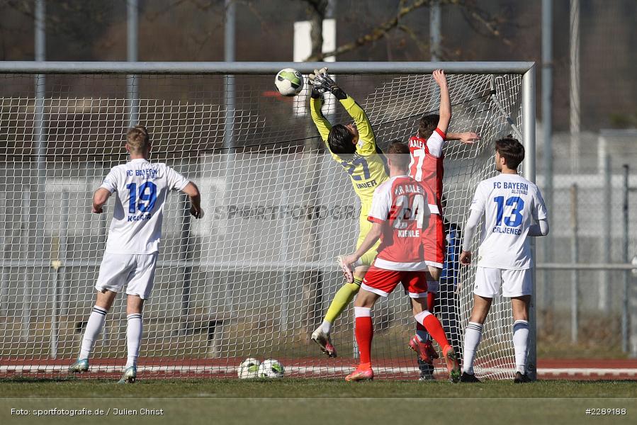 Tor, Steffen Kienle, Julian Bauer, Leichtathletik-Stadion, Alzenau, 27.02.2021, DFL, sport, action, Fussball, Deutschland, Februar 2021, Saison 2020/2021, VFR, FCB, 4. Liga, Regionalliga, Regionalliga Südwest, VfR Aalen, FC Bayern Alzenau - Bild-ID: 2289188