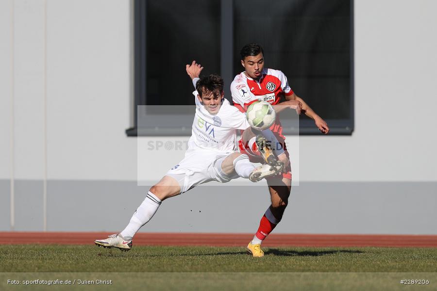 Morabet Mohamed, Jonas Kummer, Leichtathletik-Stadion, Alzenau, 27.02.2021, DFL, sport, action, Fussball, Deutschland, Februar 2021, Saison 2020/2021, VFR, FCB, 4. Liga, Regionalliga, Regionalliga Südwest, VfR Aalen, FC Bayern Alzenau - Bild-ID: 2289206