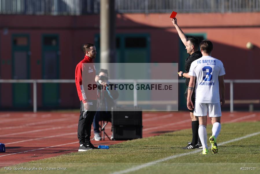 Gelb-Rot, Arianit Besiri, Fabian Bäcker, Leichtathletik-Stadion, Alzenau, 27.02.2021, DFL, sport, action, Fussball, Deutschland, Februar 2021, Saison 2020/2021, VFR, FCB, 4. Liga, Regionalliga, Regionalliga Südwest, VfR Aalen, FC Bayern Alzenau - Bild-ID: 2289211