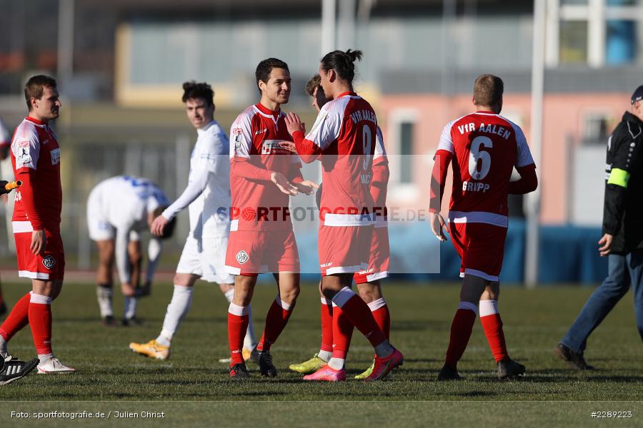 Freude, Toni Vastic, Leichtathletik-Stadion, Alzenau, 27.02.2021, DFL, sport, action, Fussball, Deutschland, Februar 2021, Saison 2020/2021, VFR, FCB, 4. Liga, Regionalliga, Regionalliga Südwest, VfR Aalen, FC Bayern Alzenau - Bild-ID: 2289223