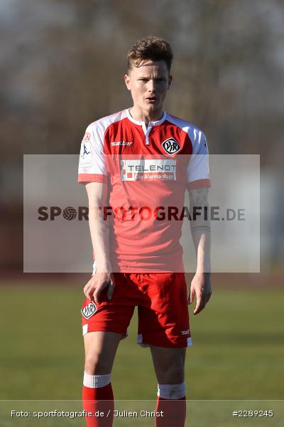 Leon Volz, Leichtathletik-Stadion, Alzenau, 27.02.2021, DFL, sport, action, Fussball, Deutschland, Februar 2021, Saison 2020/2021, VFR, FCB, 4. Liga, Regionalliga, Regionalliga Südwest, VfR Aalen, FC Bayern Alzenau - Bild-ID: 2289245