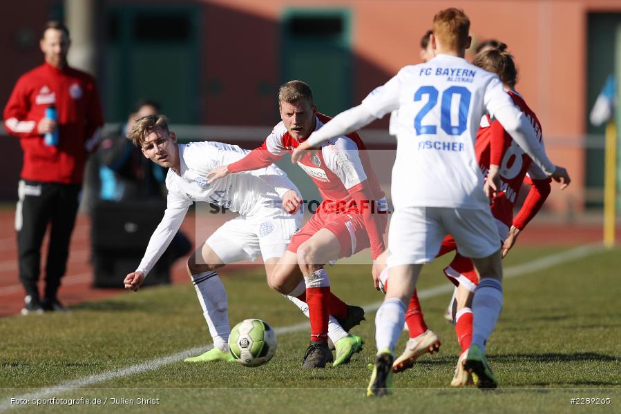 Tim Grupp, Patrick Kalata, Leichtathletik-Stadion, Alzenau, 27.02.2021, DFL, sport, action, Fussball, Deutschland, Februar 2021, Saison 2020/2021, VFR, FCB, 4. Liga, Regionalliga, Regionalliga Südwest, VfR Aalen, FC Bayern Alzenau - Bild-ID: 2289265
