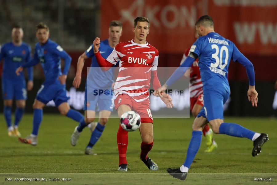Marvin Pieringer, FLYERALARM Arena, Würzburg, 05.03.2021, DFL, sport, action, Fussball, Deutschland, März 2021, Saison 2020/2021, FCH, FWK, Bundesliga, 2. Bundesliga, FC Heidenheim 1846, FC Würzburger Kickers - Bild-ID: 2289338