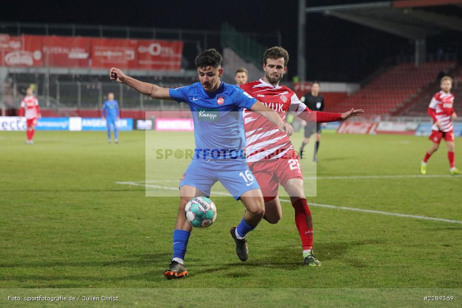Daniel Hägele, Kevin Simone Sessa, FLYERALARM Arena, Würzburg, 05.03.2021, DFL, sport, action, Fussball, Deutschland, März 2021, Saison 2020/2021, FCH, FWK, Bundesliga, 2. Bundesliga, FC Heidenheim 1846, FC Würzburger Kickers - Bild-ID: 2289369
