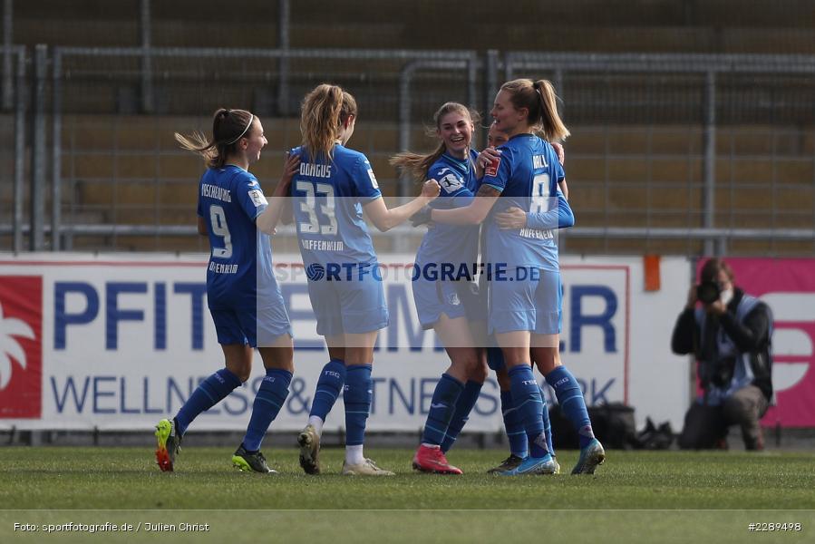 Maximiliane Rall, Jule Brand, Torjubel, Nicole Billa, Dietmar-Hopp-Stadion, Sinsheim, 07.03.2021, DFL, sport, action, Fussball, Deutschland, März 2021, Saison 2020/2021, SGE, TSG, Bundesliga, FLYERALARM Frauen-Bundesliga, Frauen, FFBL, Eintracht Frankfurt, TSG 1899 Hoffenheim - Bild-ID: 2289498 Maximiliane Rall, Jule Brand, Torjubel, Nicole Billa, Dietmar-Hopp-Stadion, Sinsheim, 07.03.2021, DFL, sport, action, Fussball, Deutschland, März 2021, Saison 2020/2021, SGE, TSG, Bundesliga, FLYERALARM Frauen-Bundesliga, Frauen, FFBL, Eintracht Frankfurt, TSG 1899 Hoffenheim - Bild-ID: 2289498